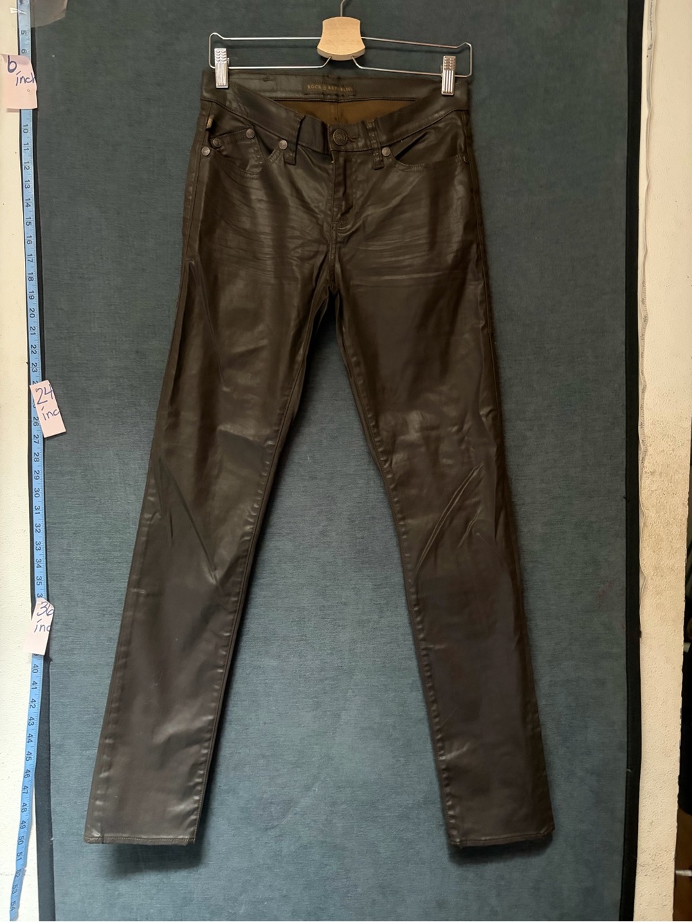 Rock & Republic Dark Brown Coated Skinny Pants